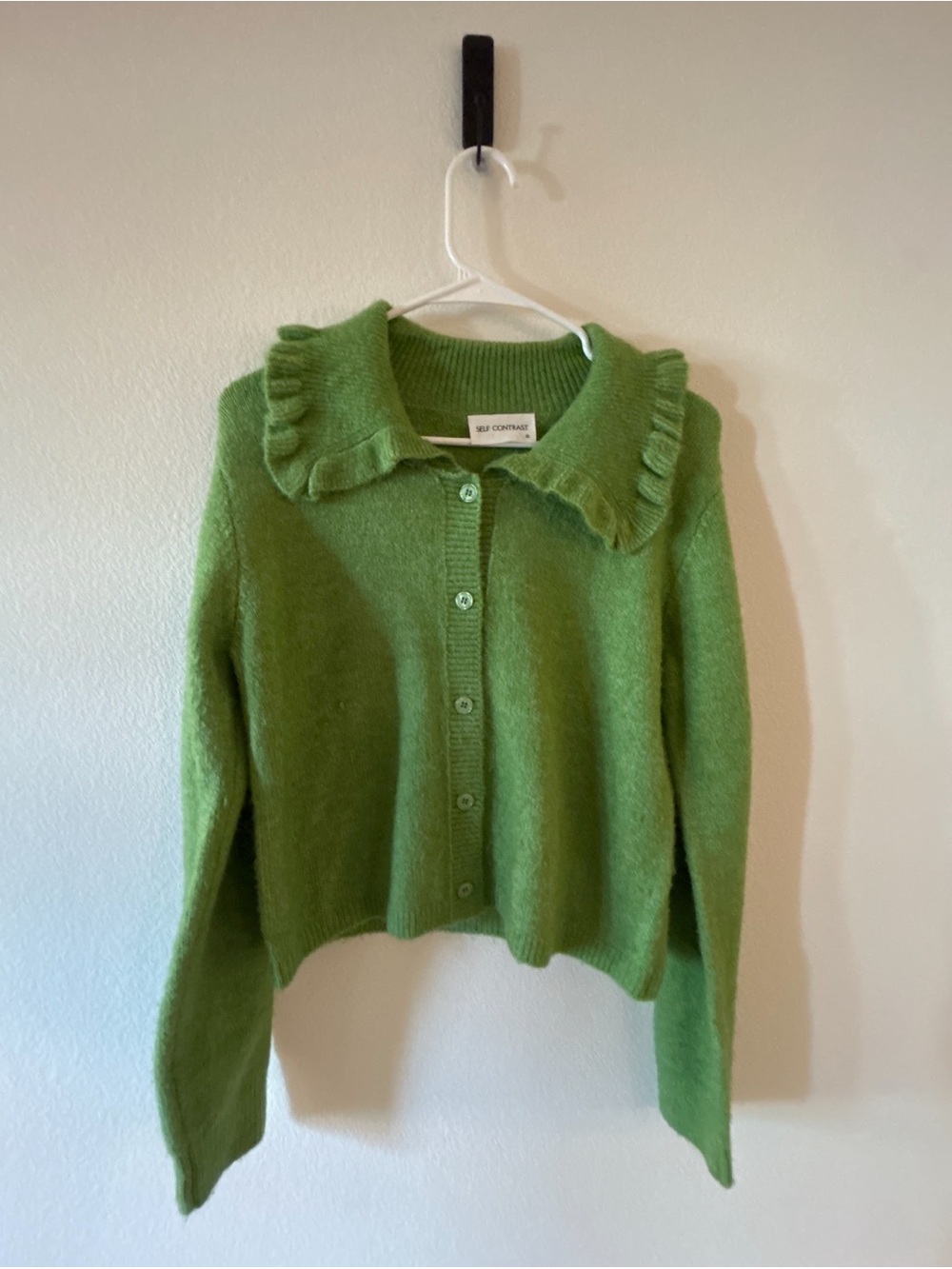 Ruffled Peter Pan Collar Button-Front Cardigan